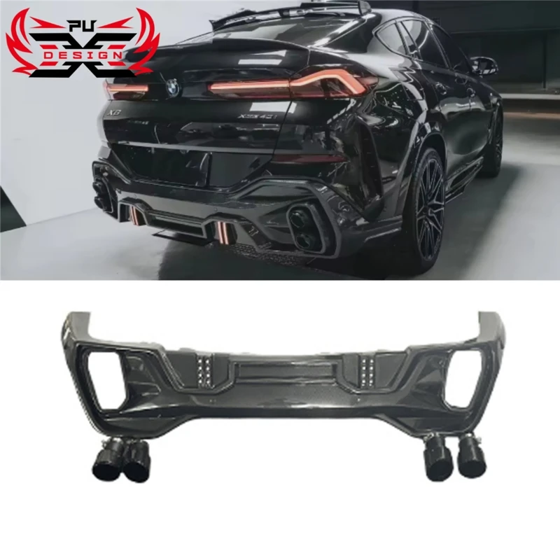 

FD Style Carbon Fiber Body Kit Rear Diffuser Splitter Rear Bumper For BMW X6 G06 lci