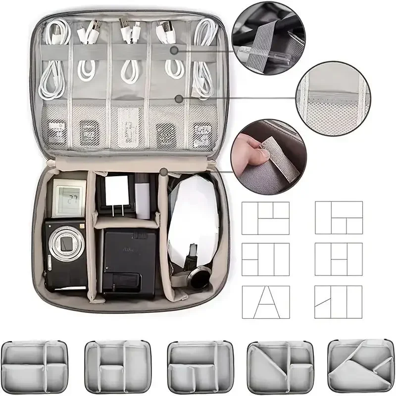 1PCS 25×10×18cm Outdoor Sports Travel Digital Storage Bag Fashion Multi - function Organizer for Data Cables Earphones Chargers