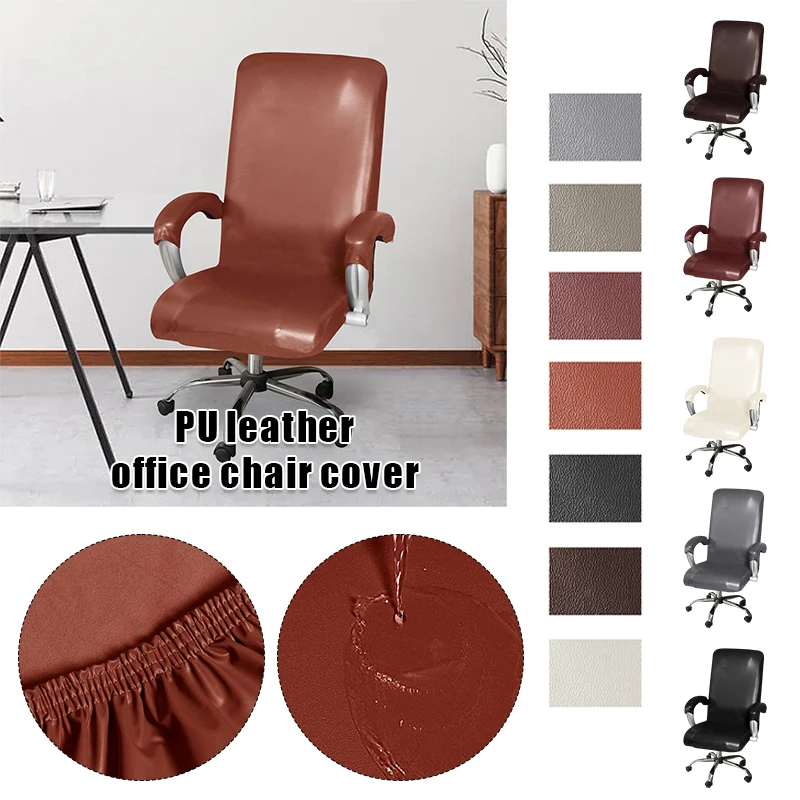 

1Set Waterproof PU Leather Gaming Computer Chair Cover Slipcovers Modern Home Office Elastic Rotating Armchair Seat Covers