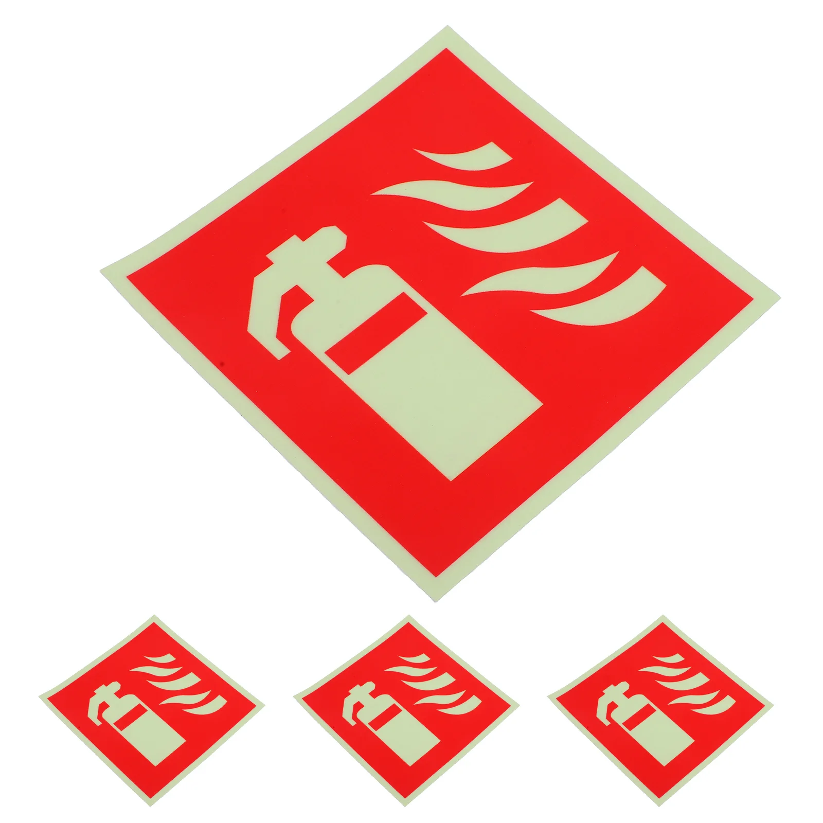 4 pcs Glow In The Extinguisher Sign Sticker Self Adhesive Safety Decal For Office Restaurant Retail Store Waterproof