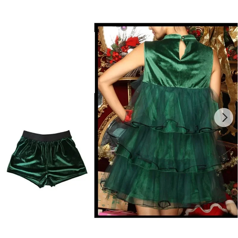 1 pz/lotto abito natalizio fancy party dancing costume adulto donna abito in pizzo verde vestito da albero di natale femminile (buono)