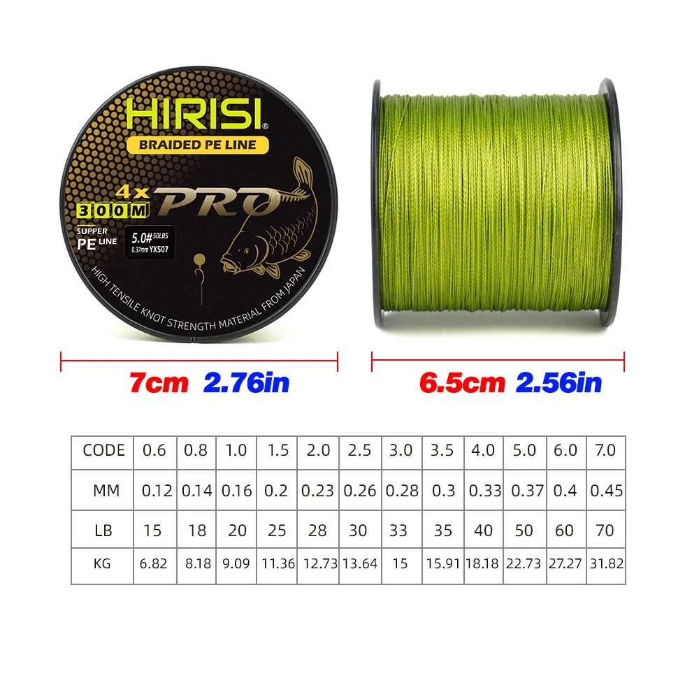 Línea trenzada PE Hirisi 4 hilos para carpa – Multifilamento suave