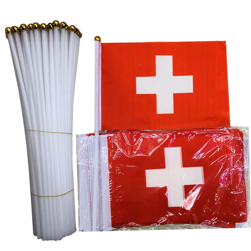 Z-ONE FLAG  Switzerland Hand Flag 14*21cm Switzerland National Flag Hand  Held Waving Small Flag Indoor Outdoor Home Decor