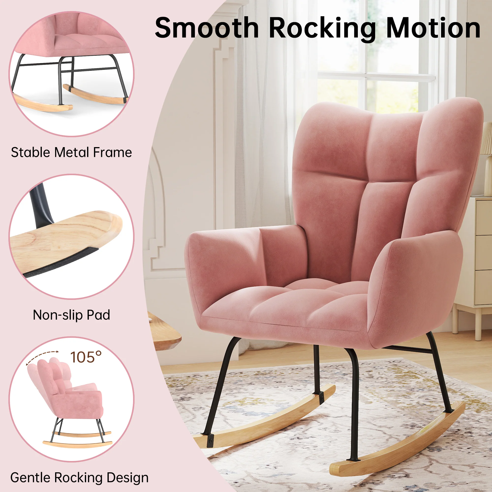 TUAREX High Back Nursery Rocki - Baby Nursery Rocking Chair ulasan dan harga