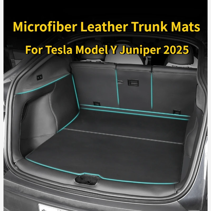 

Trunk Mats for Tesla Model Y Juniper 2025 Microfiber Leather Rear Trunk Both Sides Protective Pads Cargo Liner Car Accessories