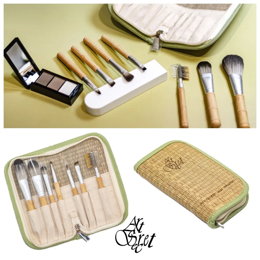 7-delige make-upborstelset met strozak Professionele zachte pluizige oogdetail Oogschaduw Cosmetische lip Foundation Contourborstels