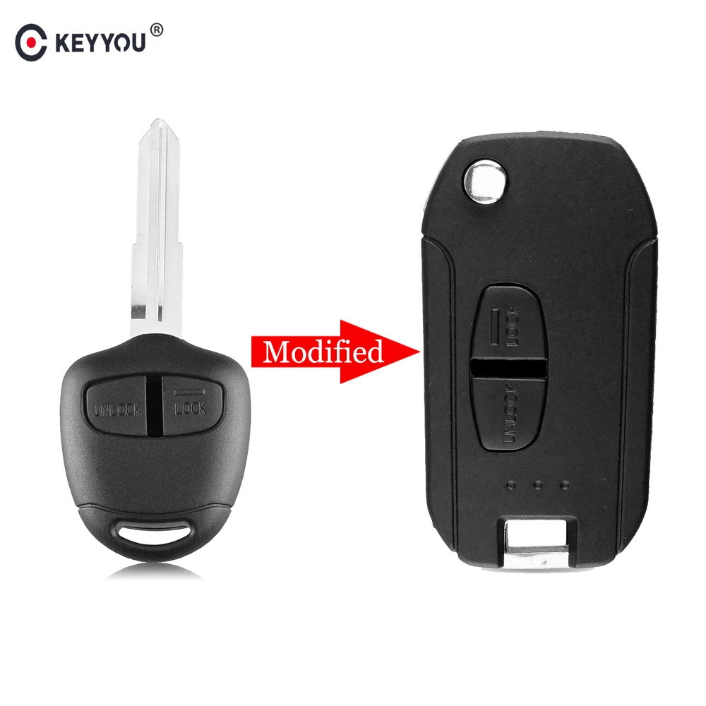 

KEYYOU 10X 2/3BT Modified Flip Folding Remote Key Shell Case for Mitsubishi New ASX GRANDIS Outlander LANCER-EX Right/Left Blade