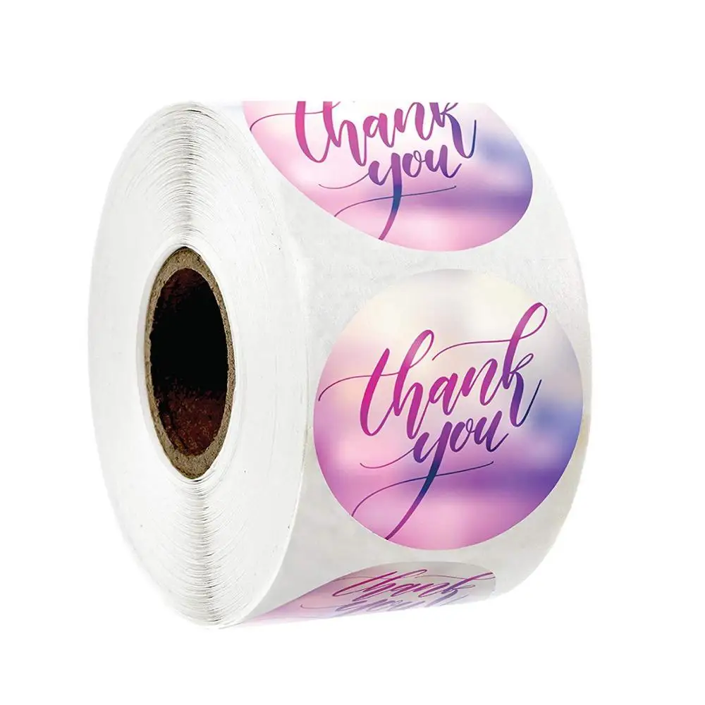 PINK Thank You Sticker seal labels Round 50-500pcs Labels sticker for package personalized stationery sticker