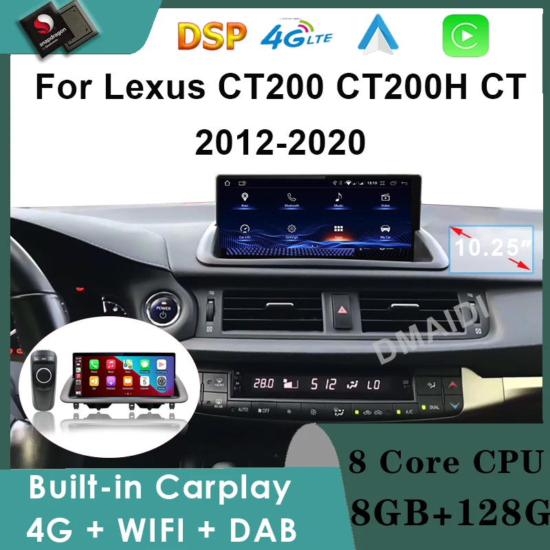 

Multimedia Video Player Qualcomm 10.25" Android 12 GPS Navigation For Lexus CT CT200 CT200h 2011-2020 CarPlay Autoradio Stereo