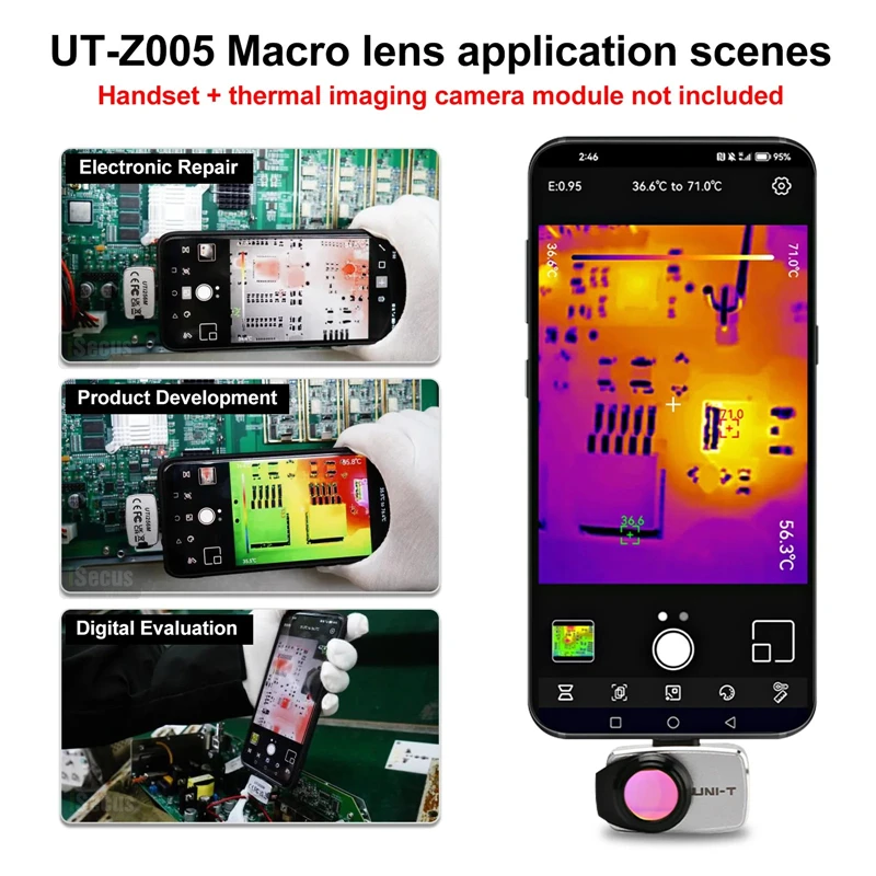 UT-Z005 Macro Lens for Smartphone Thermal Camera UTi720M UTi721M UTi256M UTi260M Near Focus Magnifying Lens Finding PCB Heat