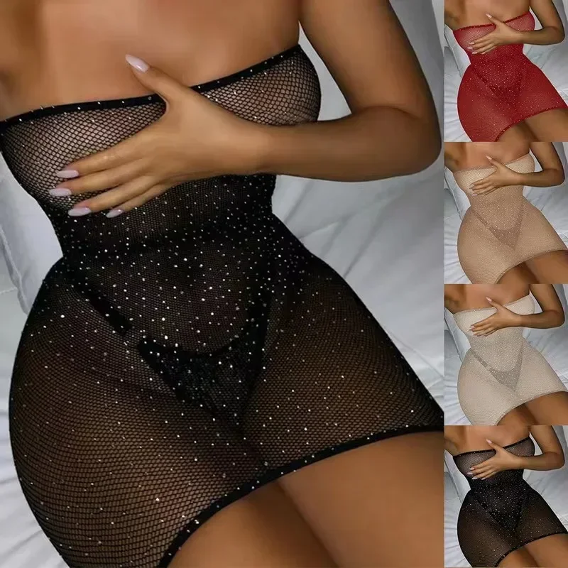 Sexy Lingerie Bodysuit Underwear Open Crotch Women Sleepwear Sexy Transparent Fetish Erotic Teddies Sexy Body Baby Boll Mujer