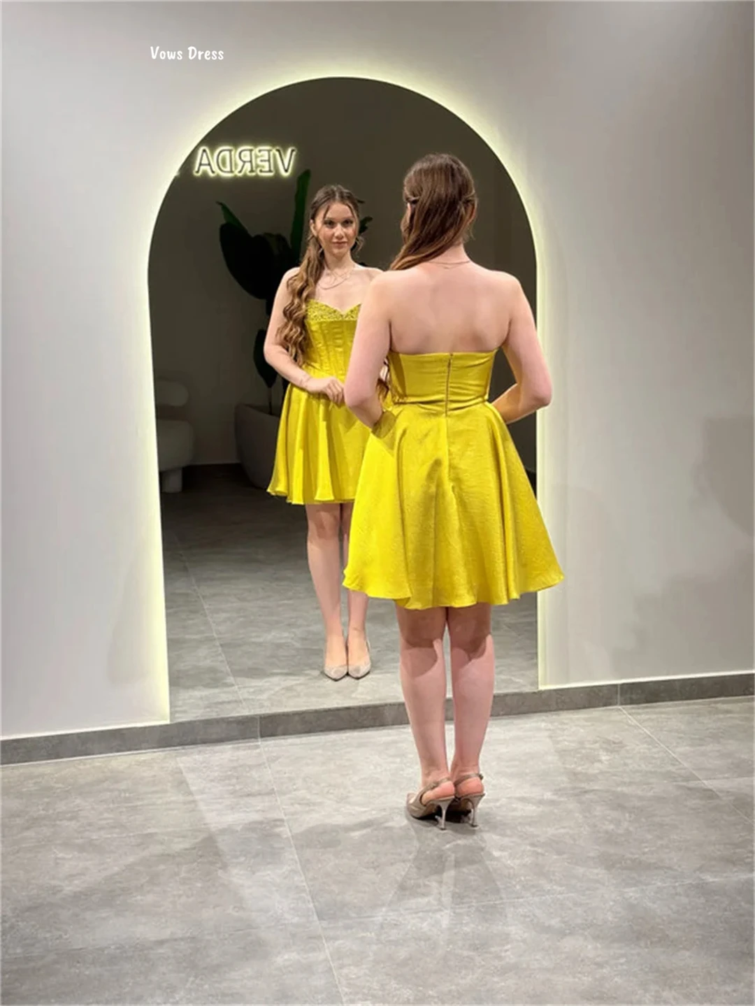 Vows Robes De Cocktail en mousseline De soie robe De soirée femme ligne une Robes De soirée élégantes pour mariage femme sur mesure bustier tubulaire bal