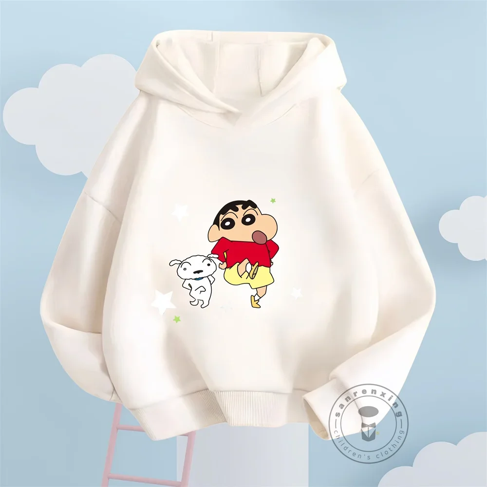 2024 Spring and Autumn Cute Kawaii Crayon Shin-Chan Loose Casual Hoodie Cartoon Printing Ins Boys Girl Birthday Gifts