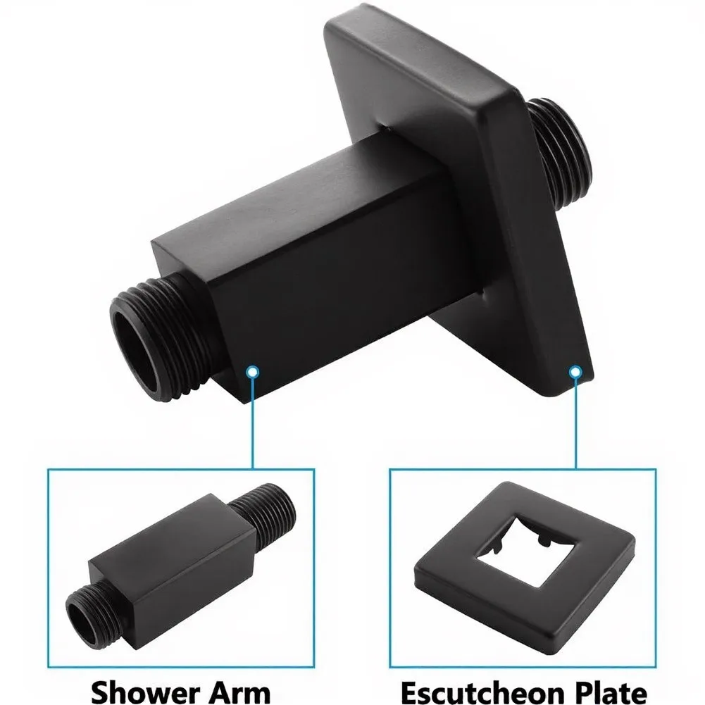 3 Inch Straight Shower Arm Stainless Steel Electrostatic Baked Finish Flange Mount G1/2 NPT1/2 for Rain Shower Heads