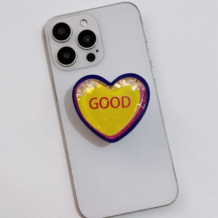 Новый стильный держатель подушки безопасности для мобильного телефона в форме сердца с песчаным потоком, подходит для всех серий телефонов Apple и Samsung