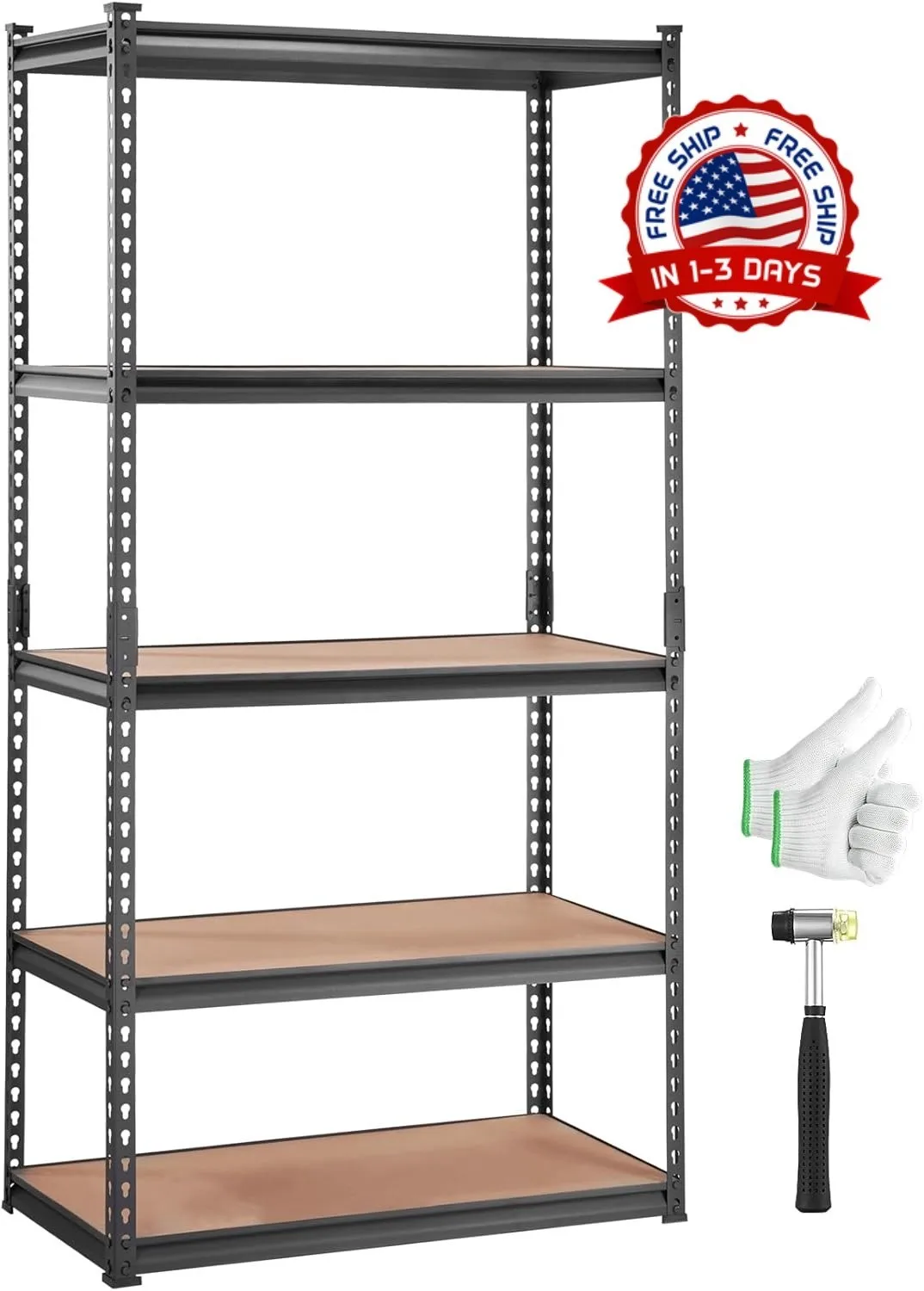 

Estantería Almacenamiento, 5 Niveles Ajustables, Capacidad 2000lbs 36"Lx18"W x72