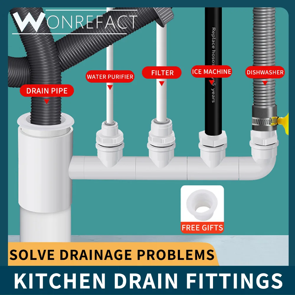 

Kitchen Plumbing Drain Connector Multi-Port Drain Tee Water Purifier Kitchenware Dishwasher Drain Connector Kitchen Sink Fitting