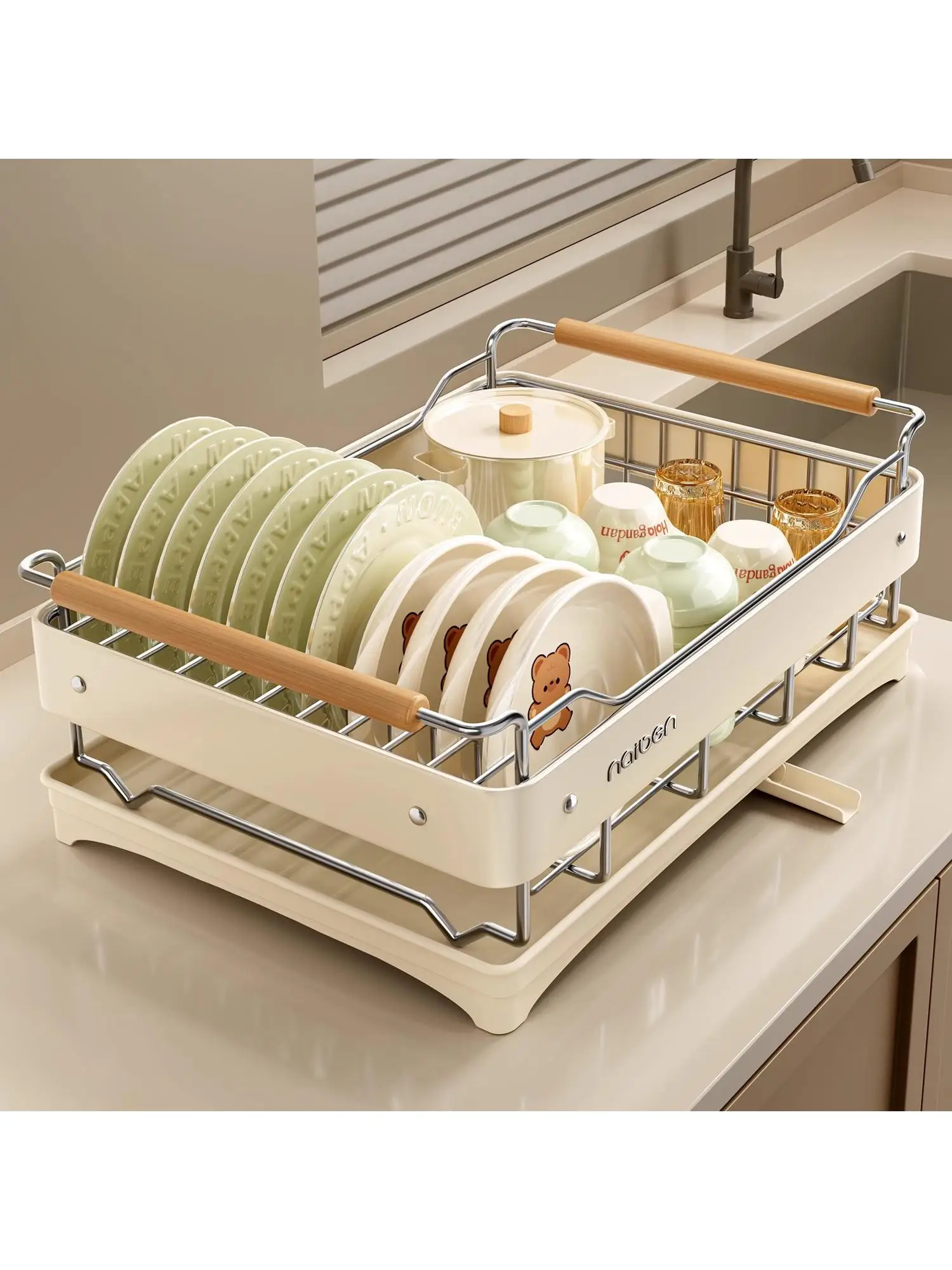 

Modern Simple Stainl Steel Kitchen Storage Ra Diware Draining elf Home Use Countertop Multi-Function Bowl Plate Stor...