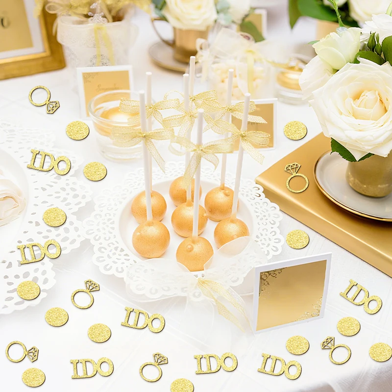 120 Stück Hochzeitstisch-Konfetti, glitzerndes Papier, Diamant-Ring-Konfetti, Mr & Mrs, Verlobungsparty-Zubehör, Weihnachts-Throw-Konfetti – Detail 11