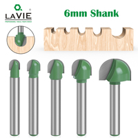 LAVIE 1pc 6mm Shank Ball Nose End Mill Round Nose Cove CNC Milling Bit Radius Core Box Solid Carbide Router Bit Tools MC06001
