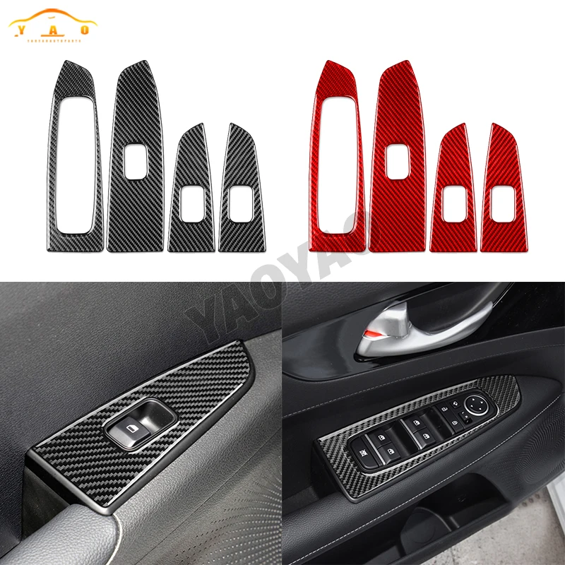 

Carbon Fiber For Kia K3 2019 2020 2021 Window Lift Switch Button Panel Decoration Cover Trim Sticker