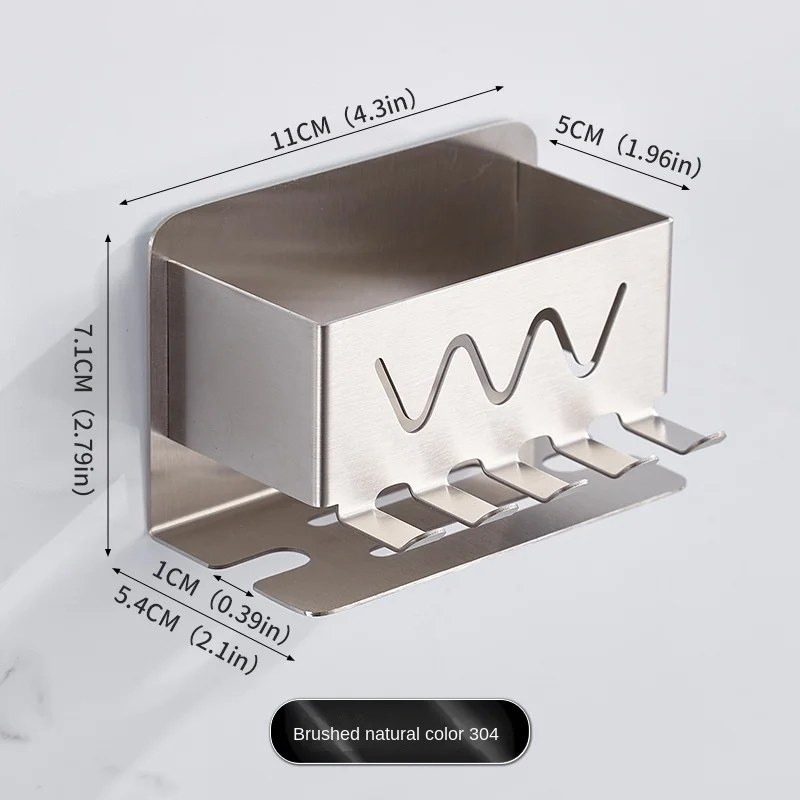 Stainless Steel Toothbrush Holder Bathroom Multifunctional Storage Rack Without Punching Wall-mounted Toothbrush Storage Rack