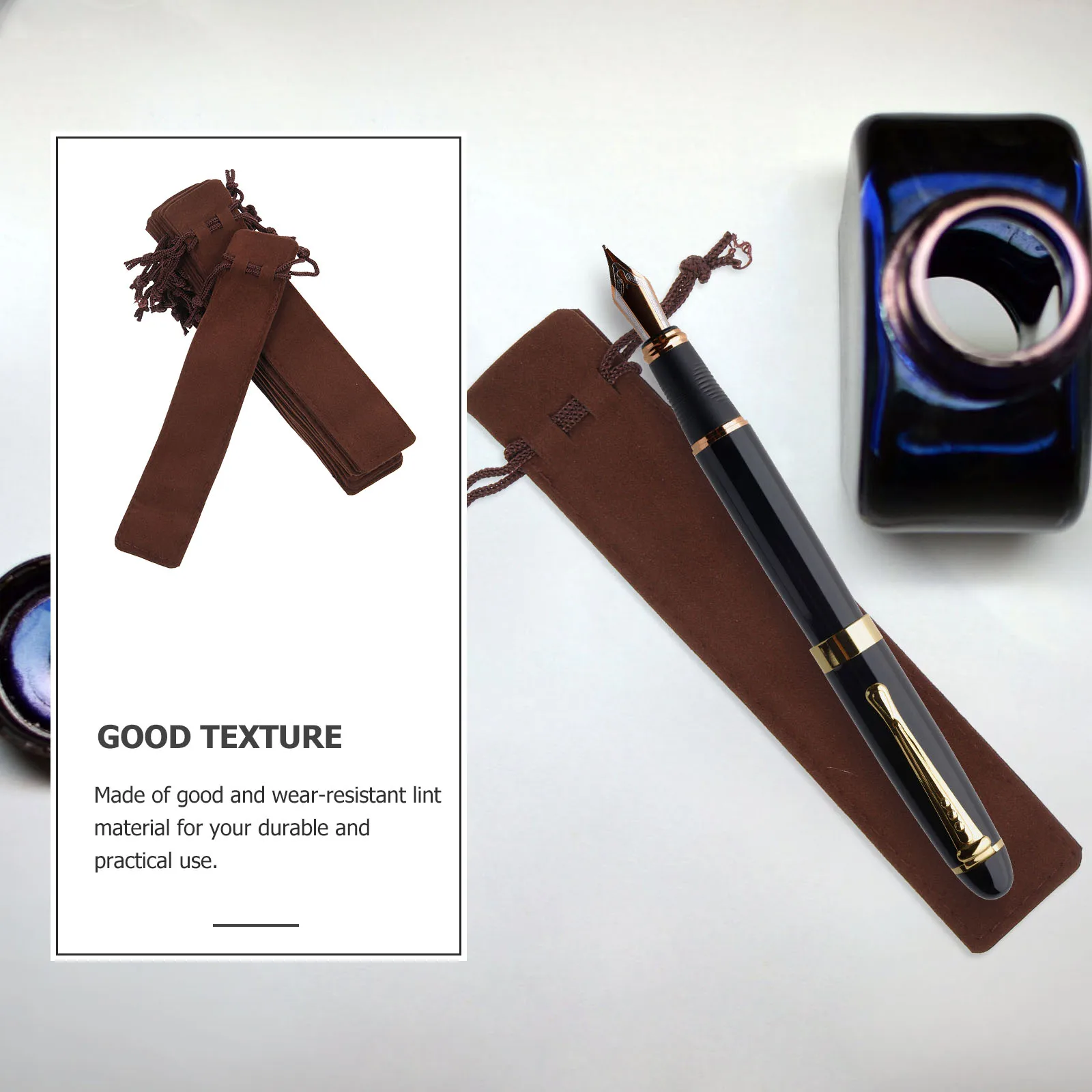 

15Pcs Drawstring Pen Bags Premium Lint Fabric Pen Protective Sleeve for Ballpoint Pens Elegant Gift Box Alternative