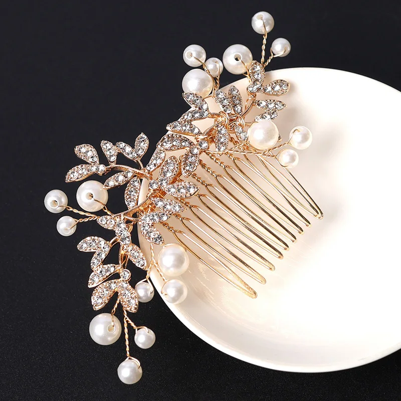 

Расчески для волос со стразами и жемчугом, заколка для волос ручной работы, винтажные свадебные женские аксессуары для волос, свадебные расчески для волос
