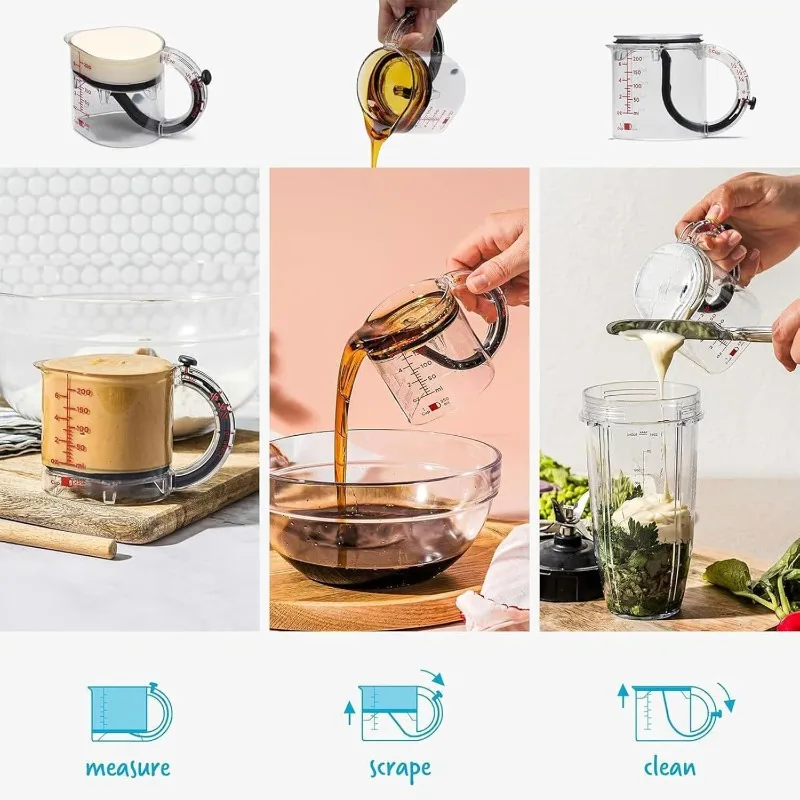 

1Pcs Original Glass Multifunctional Four in One Measuring Cup, Easy To Clean for Cooking and Baking, Integrated Measuring Cup