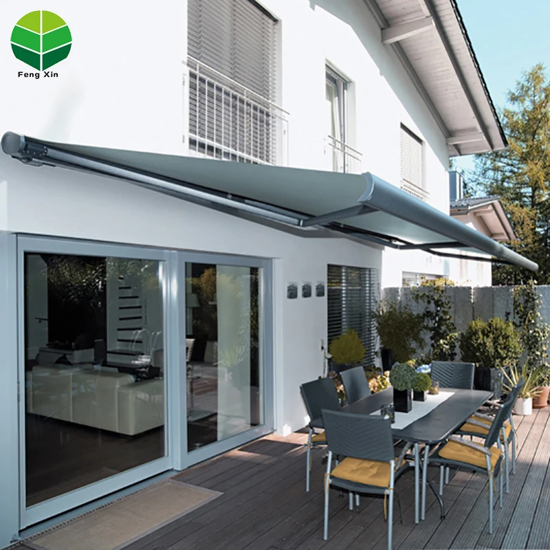 2*1.5 DIY Motorized Aluminum Frame Polyester Folding Deck Canopy Awning Covers Roof Aluminum Pergola