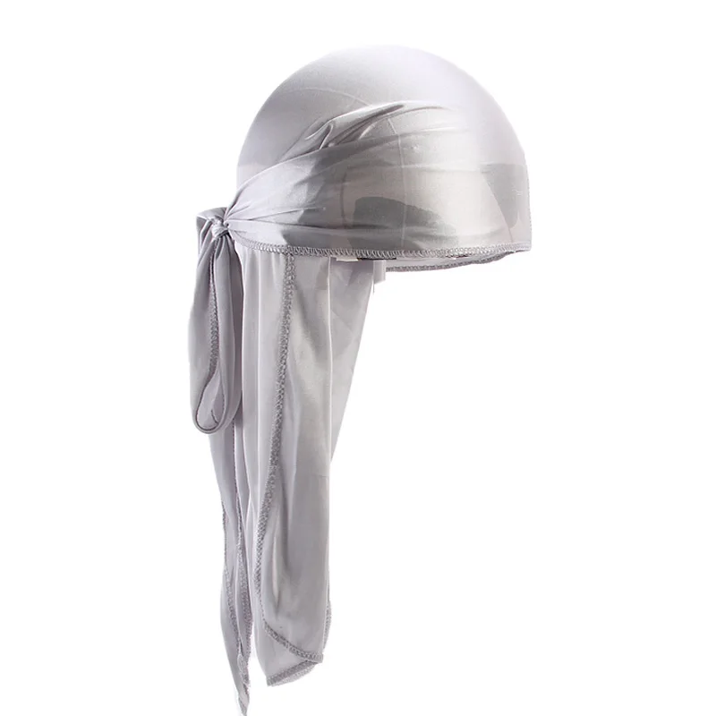 Unisex Langer seidiger Durag Long Tail Seidiger Schal Muslim Doo Rag Piratenhut Durag Chemo Caps Totenkopfmütze Turban Haarband Bandanas – Detail 13