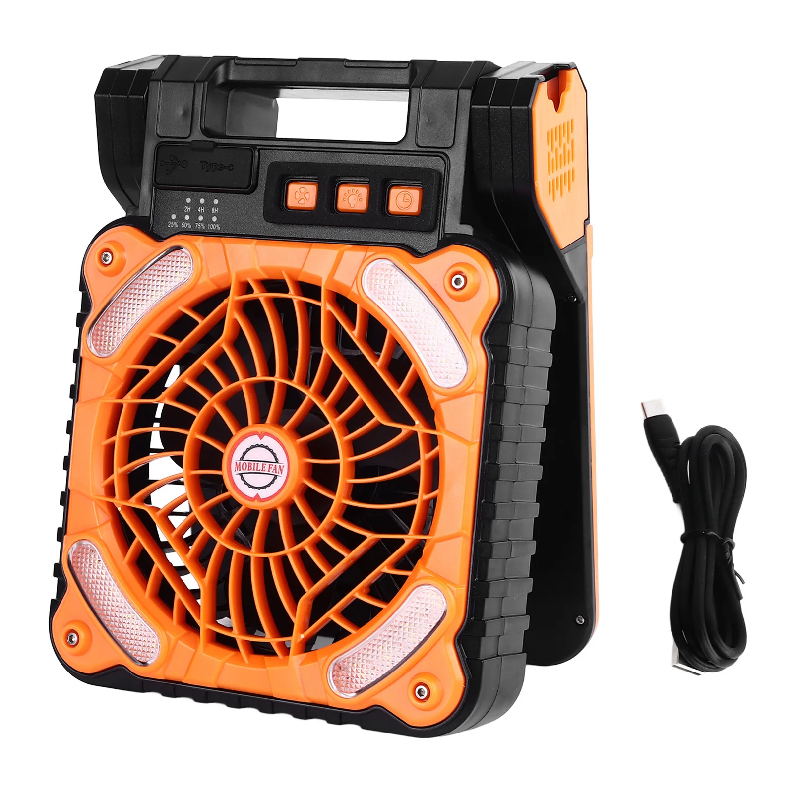 Solar Fan LED Solar Powered Fan Timer 4 Speed Adjustable Brushless Motor Solar Camping Fan Type C Charging for Fishing Outdoor