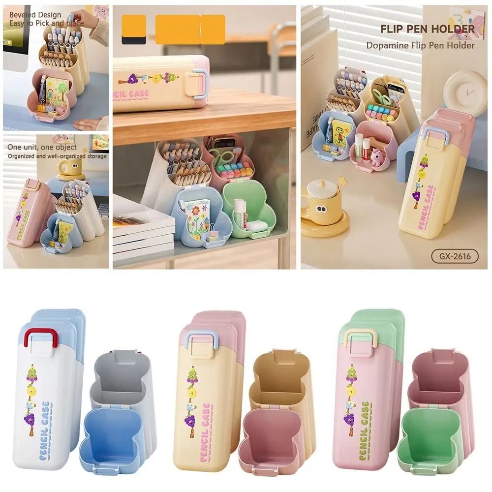 

Large Capacity Oblique Pen Holder Save Space Cartoon Stationery Storage Box Desktop Storage Creative Pencil Box for Students