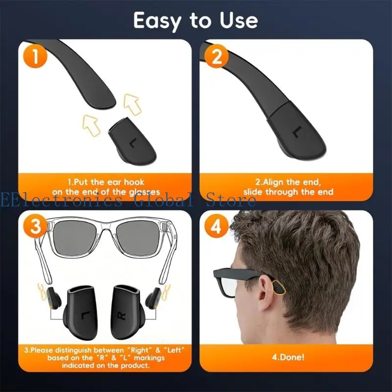 462B 1 Pair Silicone Eyeglass Ear Grips Glasses Accessory Grip Pad Anti Slip Anti Fall Ear Hook Sleeve Elastic Retainer