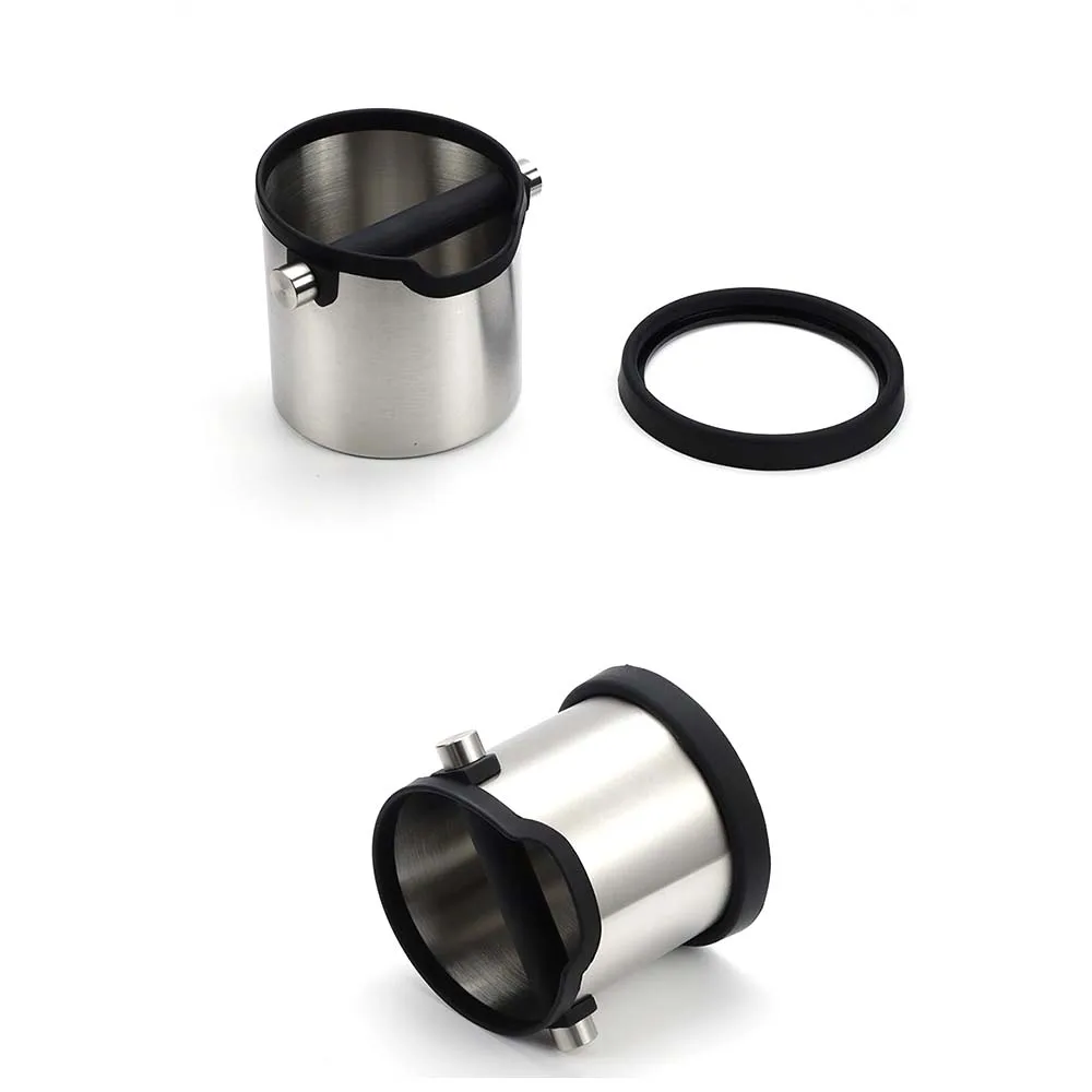 Stainless Steel Coffee Knock Box Silencing Domestic Bar Slag Bucket Silicone Wrapped Espresso Accessories Tools For Home