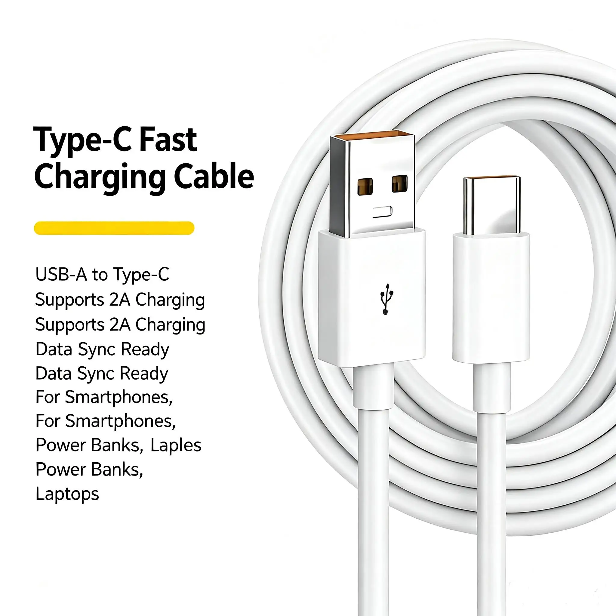 1PCS-3PCS USB A to Type C Charging Cable 2A Fast Charger Data Cable 1M 1.5M For Samsung iphone For Xiaomi Phone Charging Device