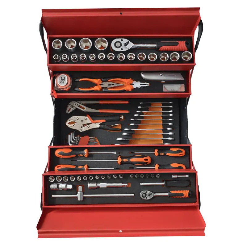85-Piece High Quality Tool Set Home Application Including Sockets Screwdrivers Wrenches Pliers Drills Hand Tools Packaged Box