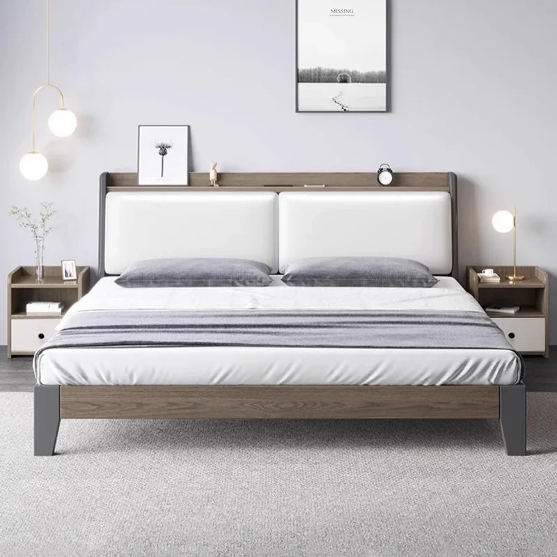 Nordic Double Bed Minimalist Multifonction Bedroom Storage Bed Modern Luxury Camas De Matrimonio Dormitorio Hotel Furniture