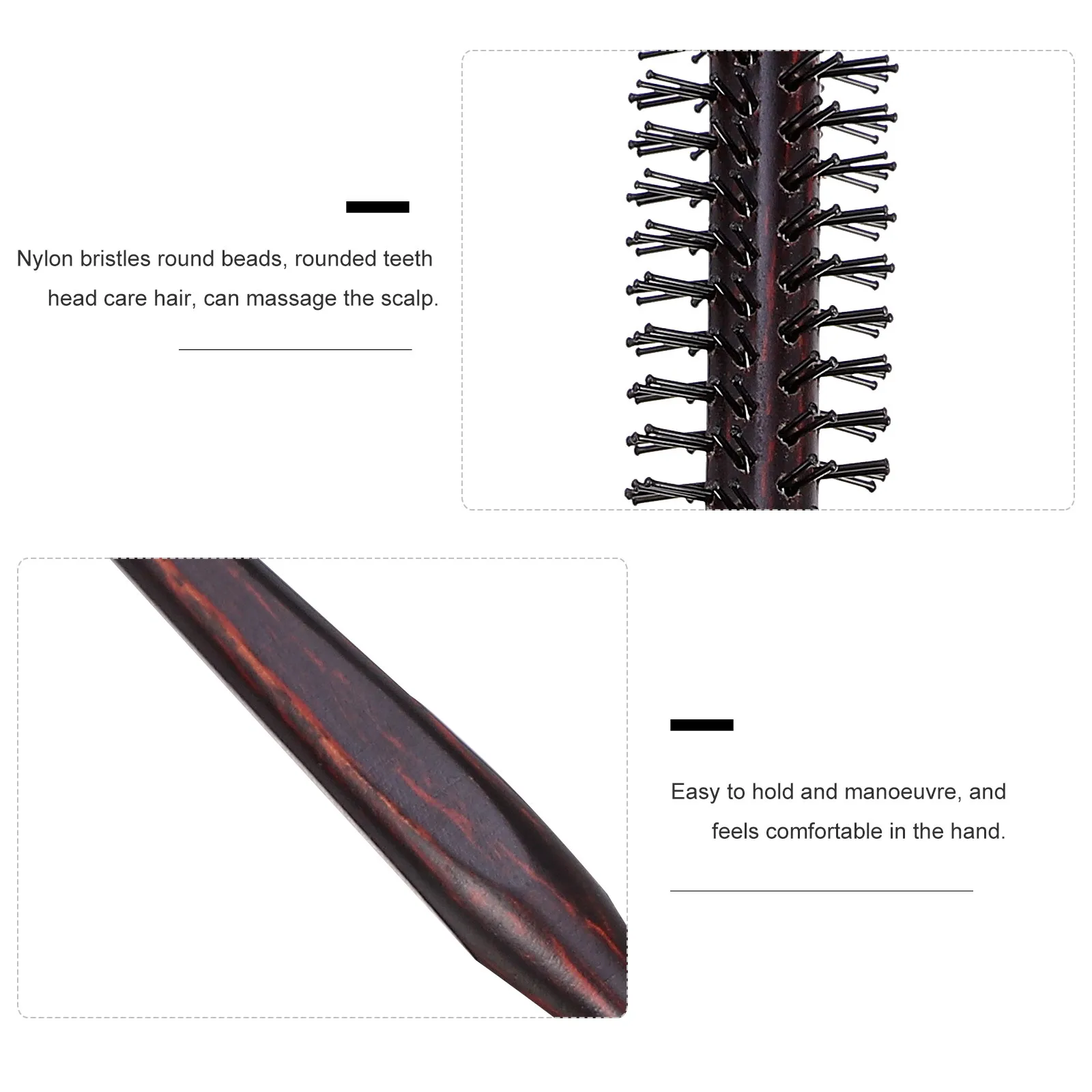 

3Pcs Professional Hairstyling Comb Wooden Handle Rolling Brush for Long Curly Hair Detangling Scalp Massaging