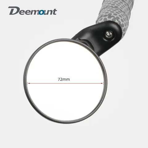 Deemount Bicycle Mirror Bar End Fits Inner Dia. 15-21.5mm Mount Stainless Steel Lens 72mm Rear View Mirror Angle Adjustable