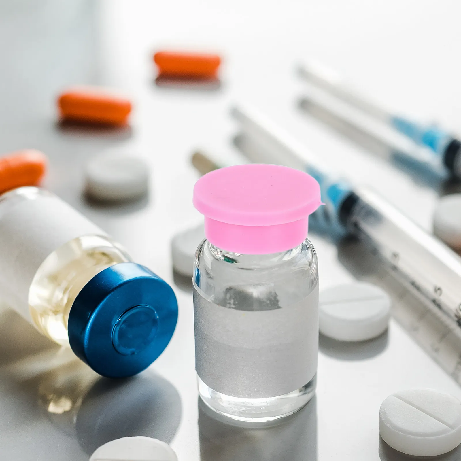 18Pcs Insulin Vial Caps Silicone Leak Proof Replacement Lid Covers Snug Resistant Glass Vial Protective Covers Pharmacy