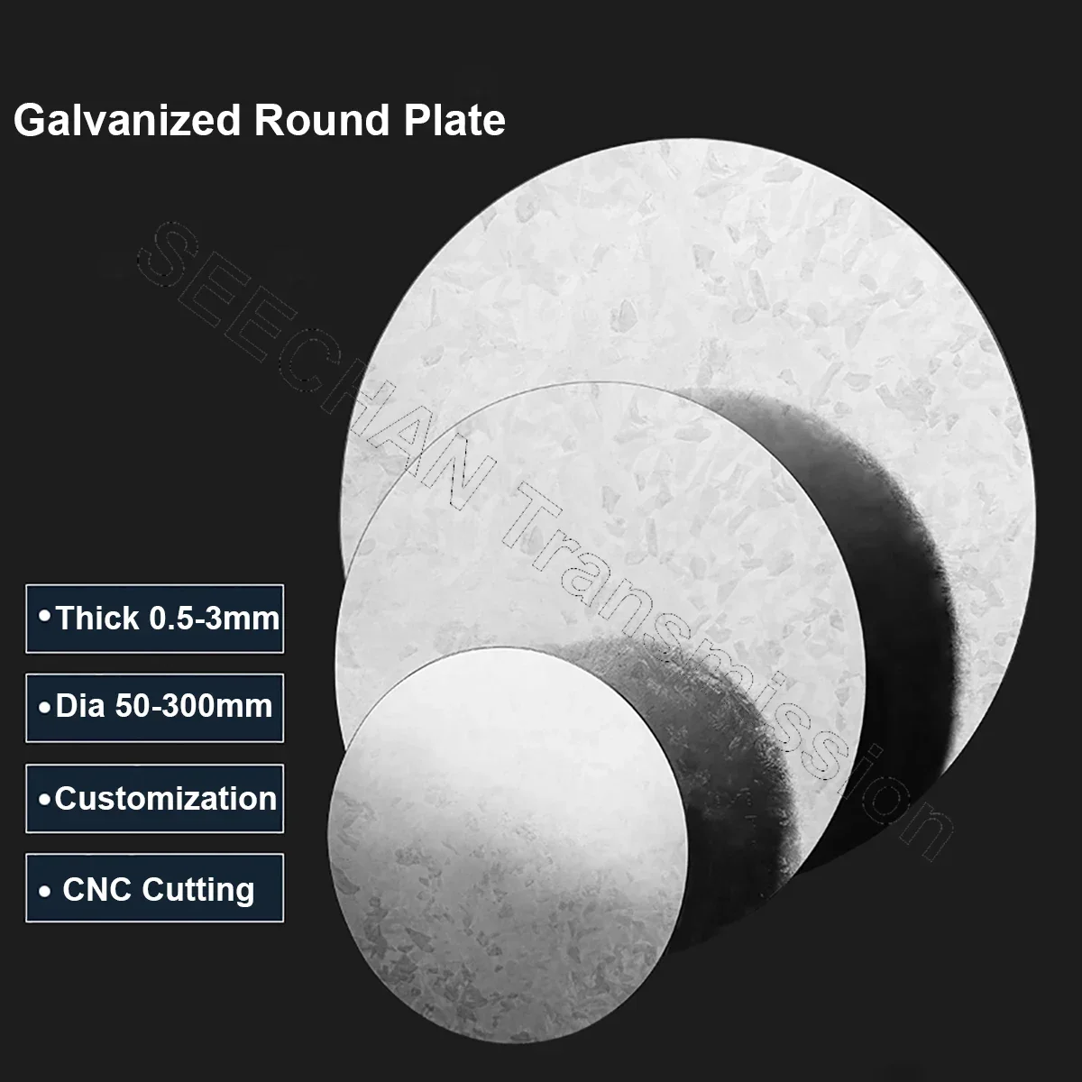 Galvanized Steel Circular Plate Dia 80/85/90/100/120/150/180/200/250/300mm Iron Sheet Metal Disc Thick 0.5-3mm
