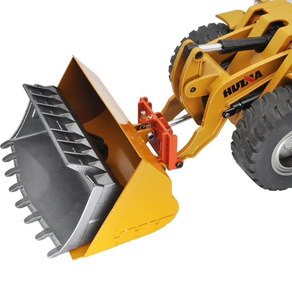 HUINA 583 Metal Flat Grading Bucket with Quick Hitch Connector For 1583 Wheel Loader Bigger than Orignal Side Tipper Bucket