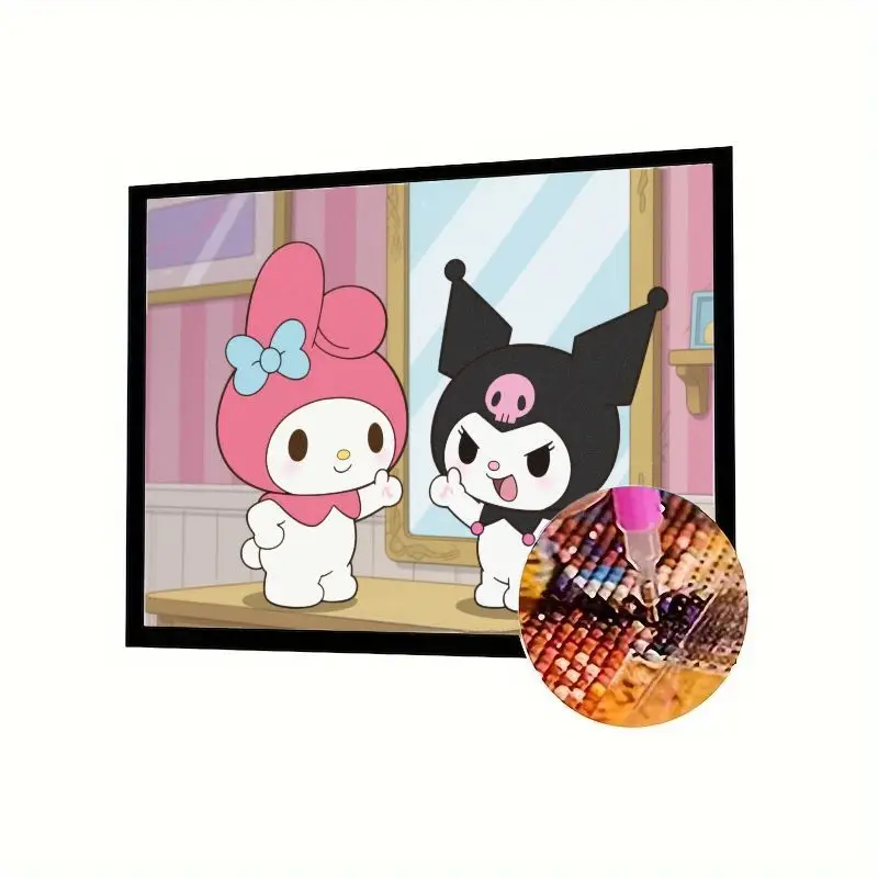 

1 шт. My Melody Kuromi 5D Full Drill Diamond Painting Kit - DIY персонажи мультфильмов аниме Sanrio со стразами и кристаллами, художественное ремесло для A