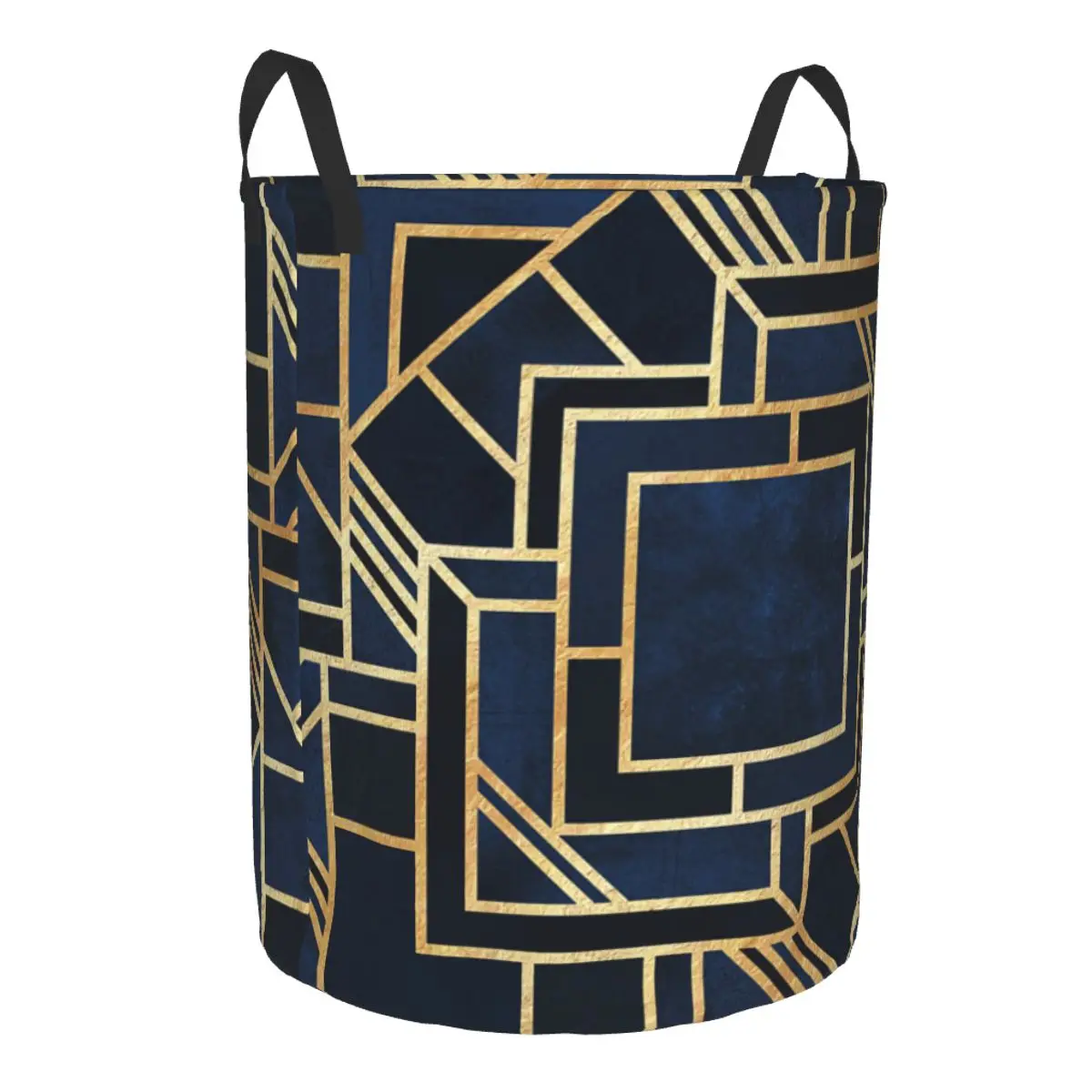 Art Deco Blue Gold Abstract Geometry Laundry Hamper Large Storage Basket Geometric Graphic Girls Boys Toy Organizer