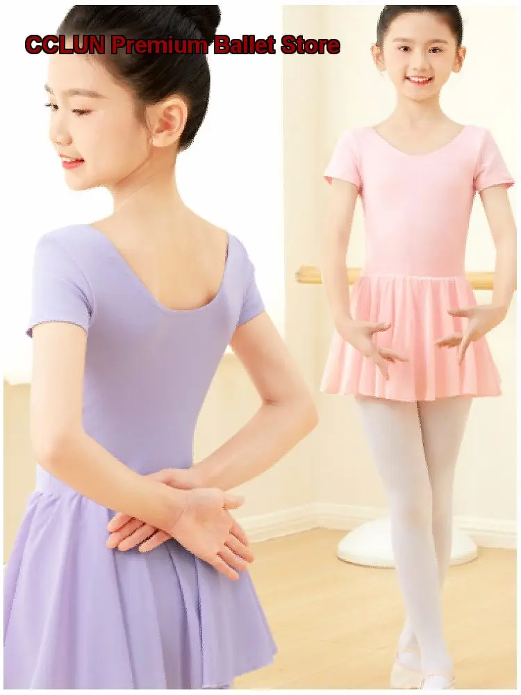children's-girls'-dance-dress-summer-short-sleeves-chinese-dance-professional-practice-tutu-kids