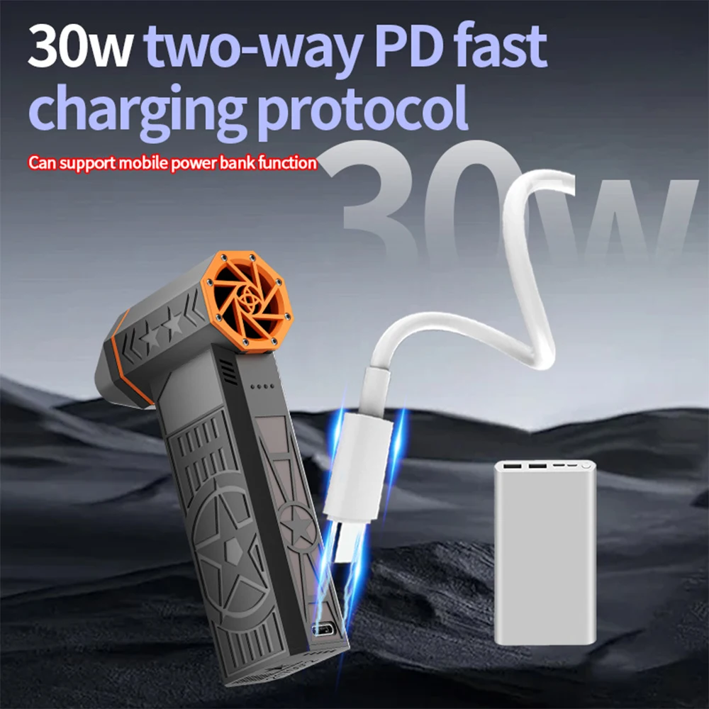 X50 Brushless Turbo Fan 240W High-Speed Portable Fan 8000mAh Rechargeable 57m/s Typhoon Wind Type-C Charging Camping Fan