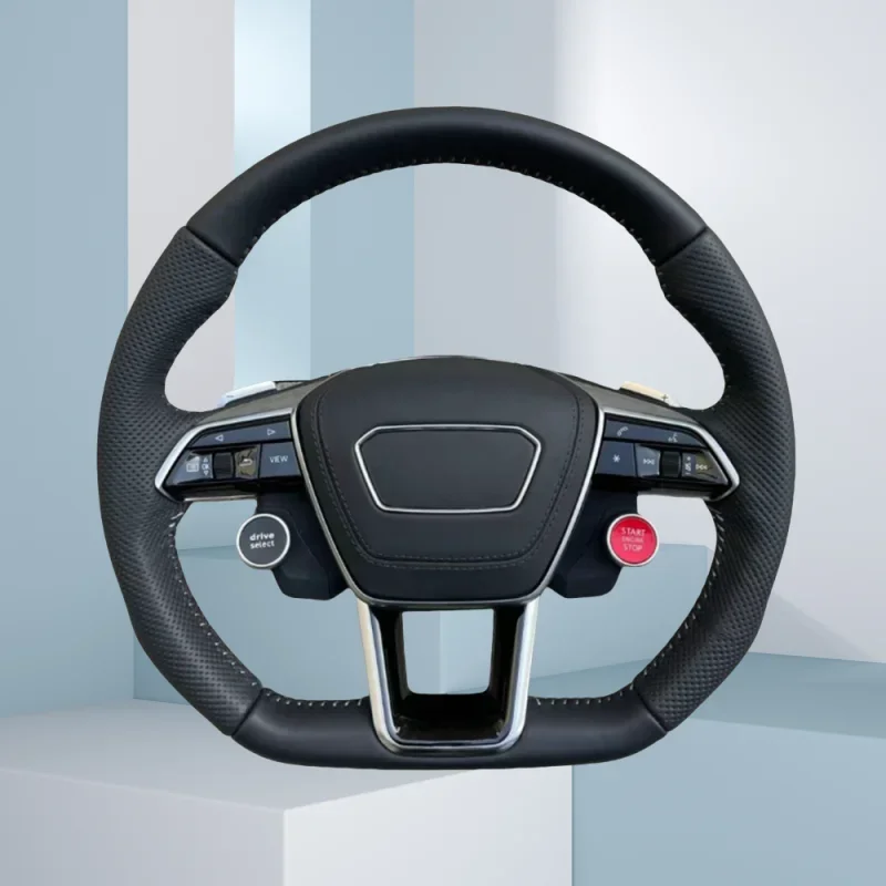 Leather Perforated Steering Wheel For Audi A6 A7 A8L Modified C8Sports Steering wheel Steering Wheel Campaign Assembly