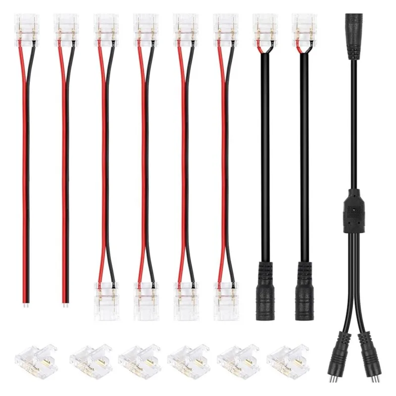 LLCS-No Soldering Crystal LED Strip Connector Kit 2-Pin 8Mm/10Mm Crystalline Design For Home Lighting Applications