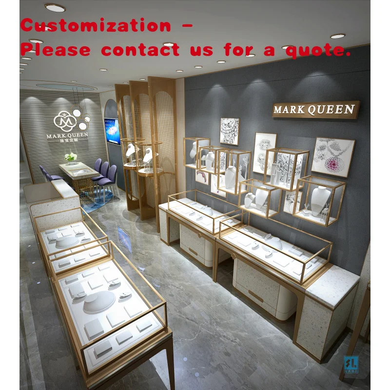 custom.Jewelry Kiosk Luxury Shopping Mall Glass Counter Plated Customized Jewelry Store Display 1688 Shopping Online Jewelr